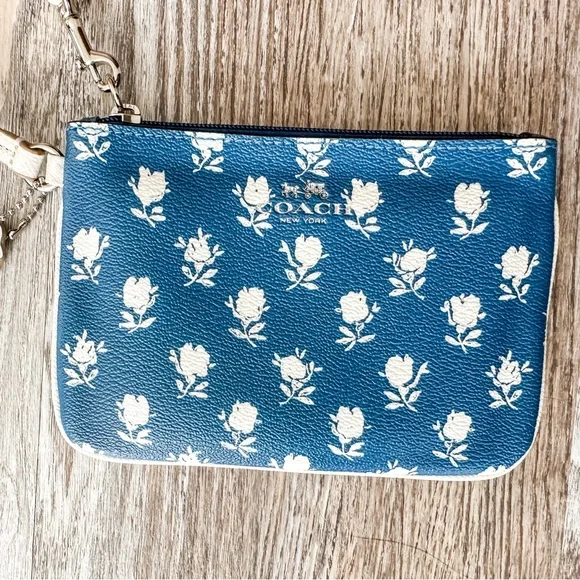 Coach Blue Floral Wristlet - Picture 3 of 5